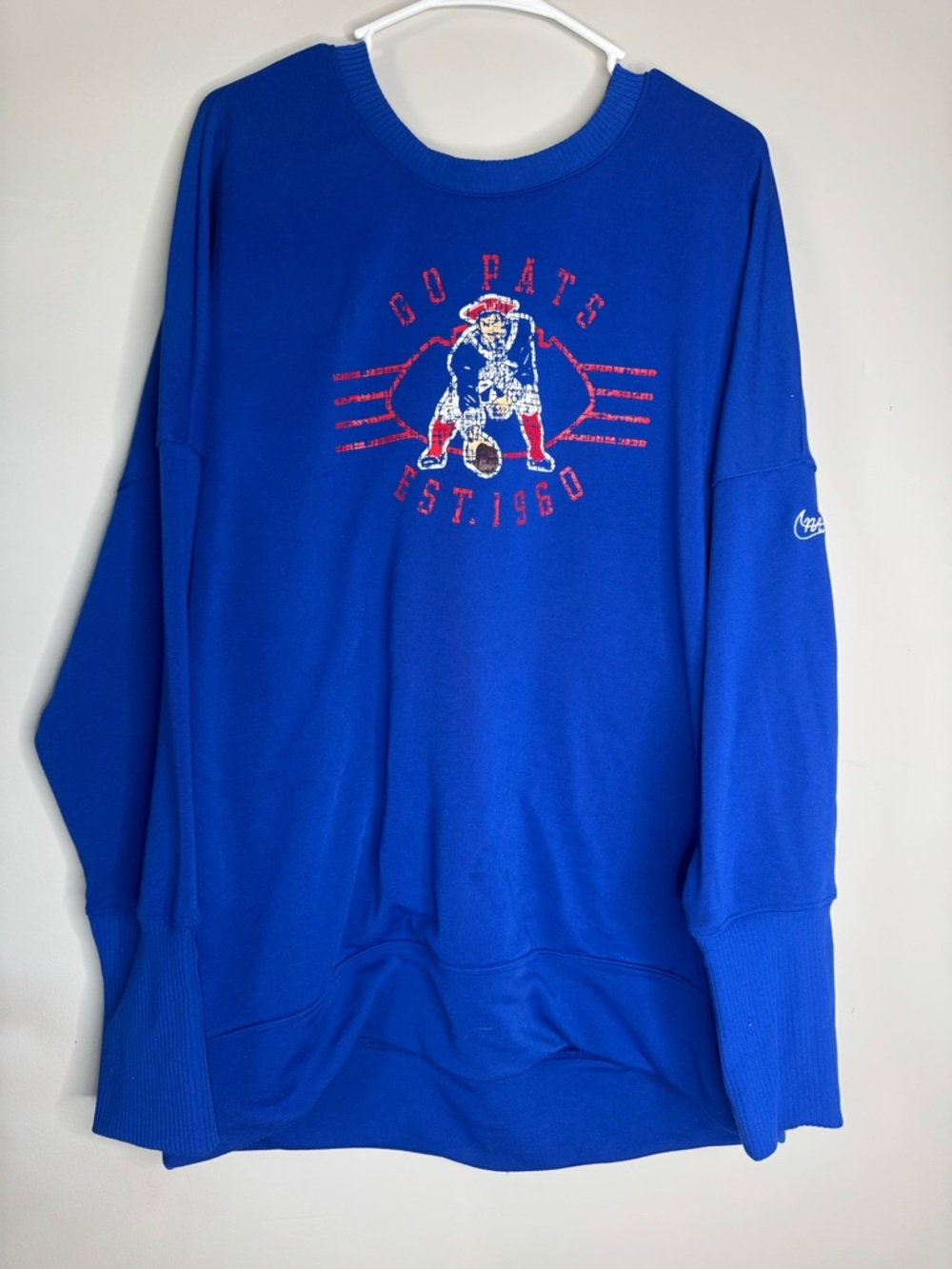NFL Royal Blue 'Go Pats' Graphic Crewneck Sweater